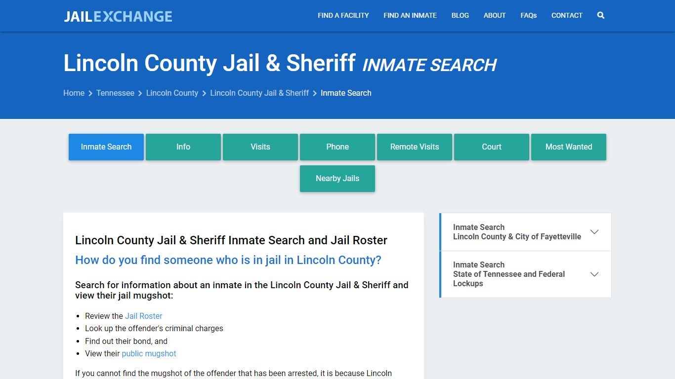 Lincoln County Jail & Sheriff Inmate Search - Jail Exchange