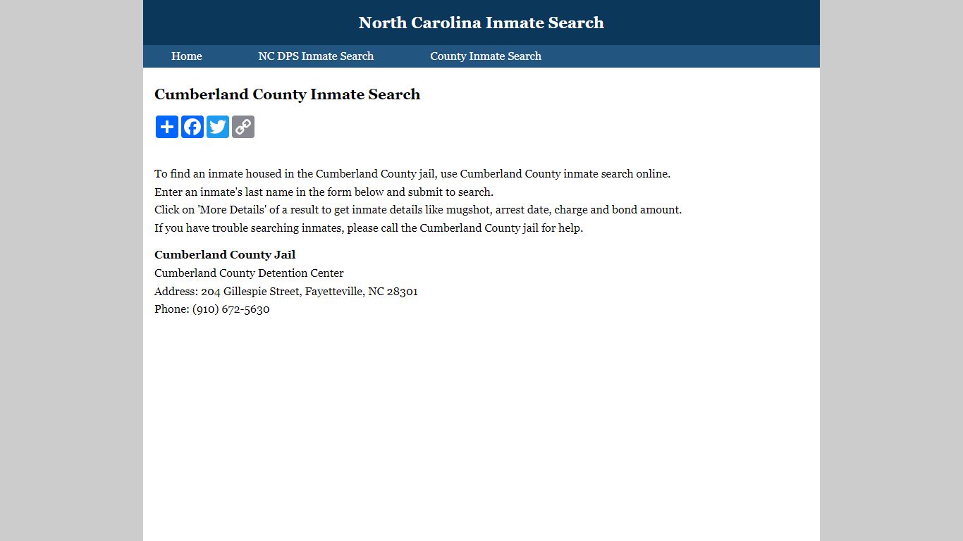 Cumberland County Inmate Search
